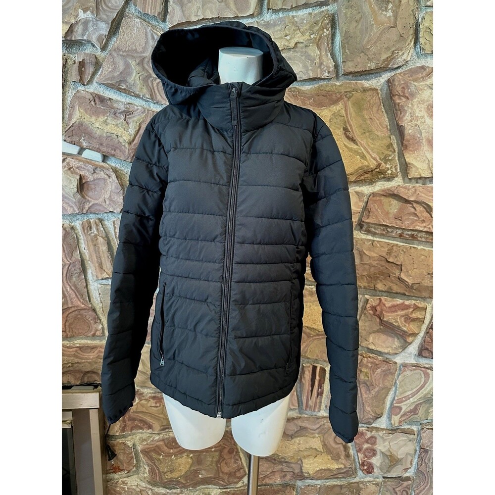 Abercrombie & Fitch Women's XL Black Puffer Jacket Packable Removable Hood